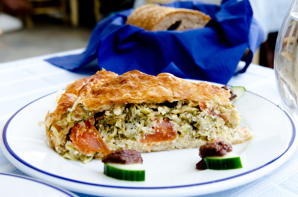 A zucchini pie dish served at Paros
