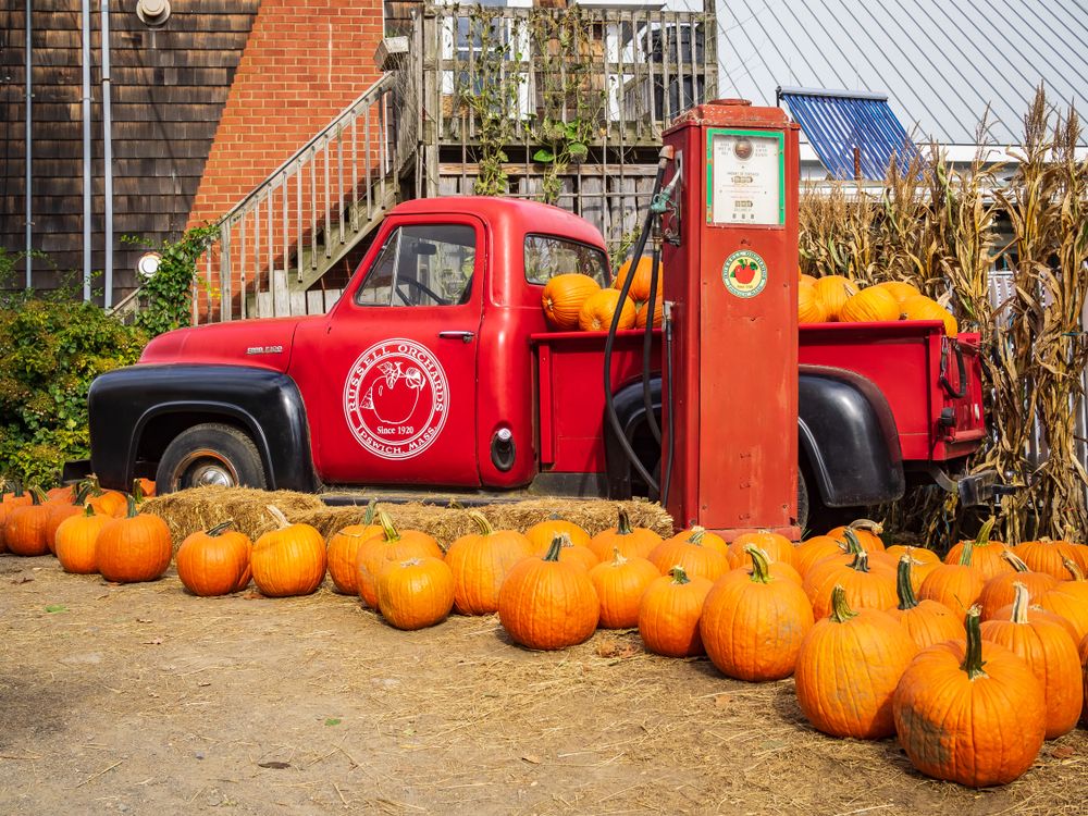 Photo of a vintage truck at Russell Orchards Farm