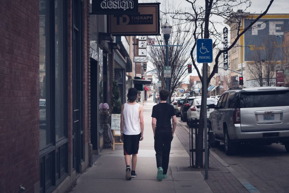 People walking along old town Pocatello
