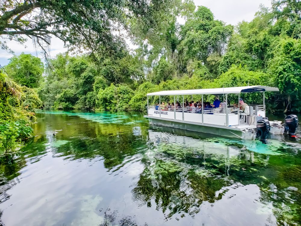 A boat ride on Weeki Wachee Springs State Park's water