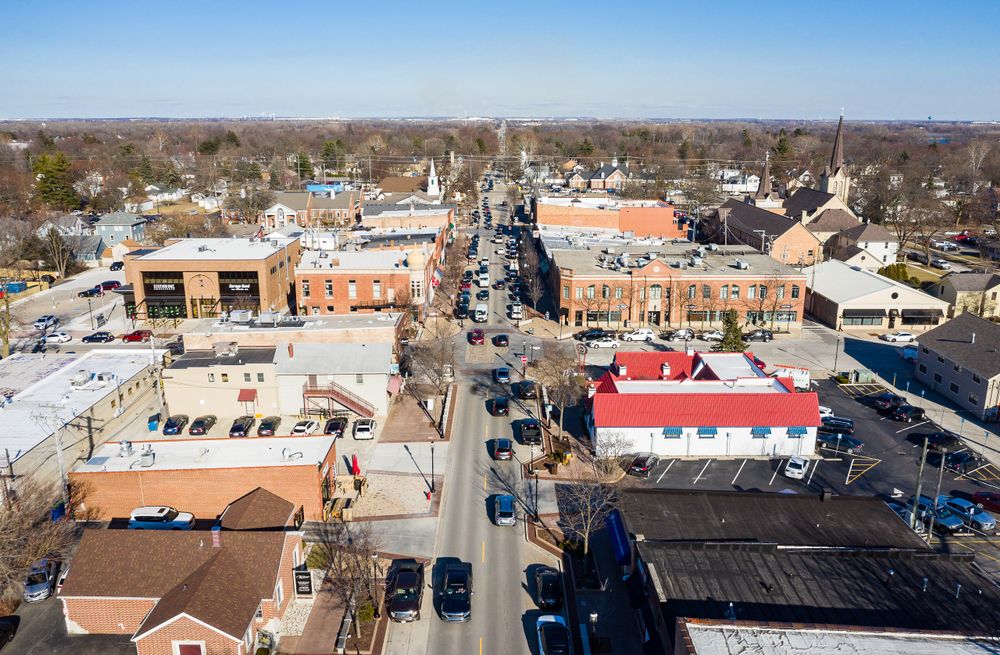 Aerial view of Downtown Plainfield District