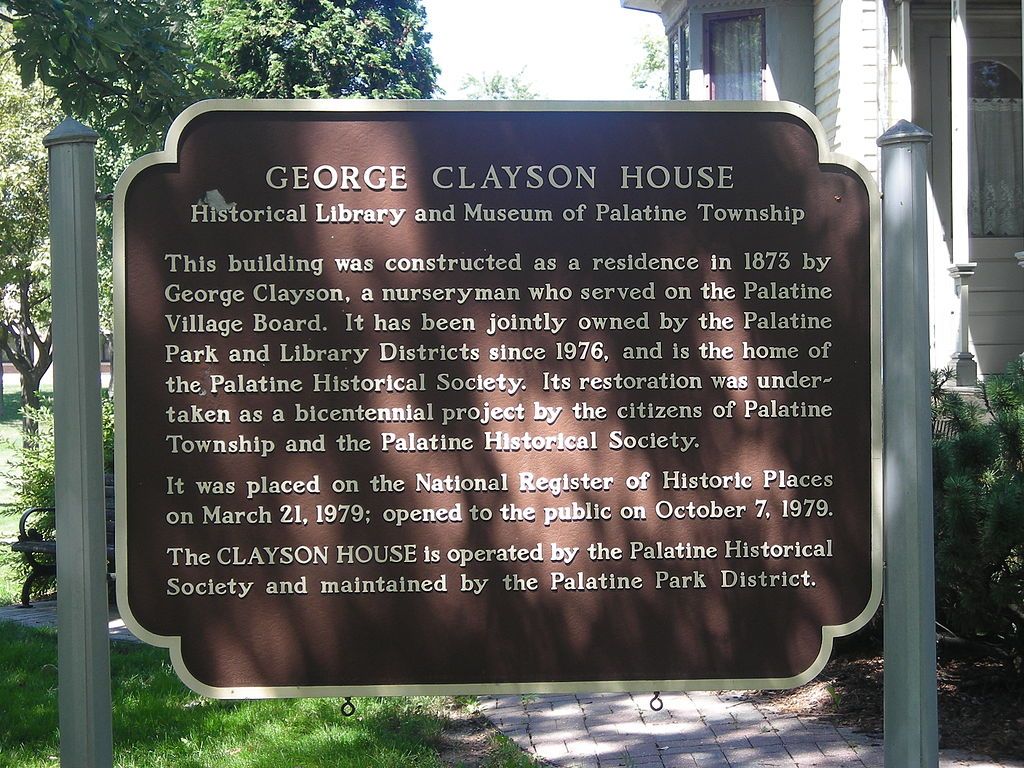 History sign of George Clayson House Museum