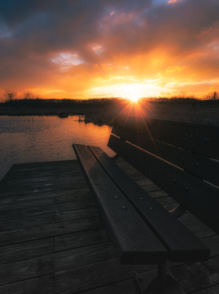 Scenic sunset over Moraine Hills State Park