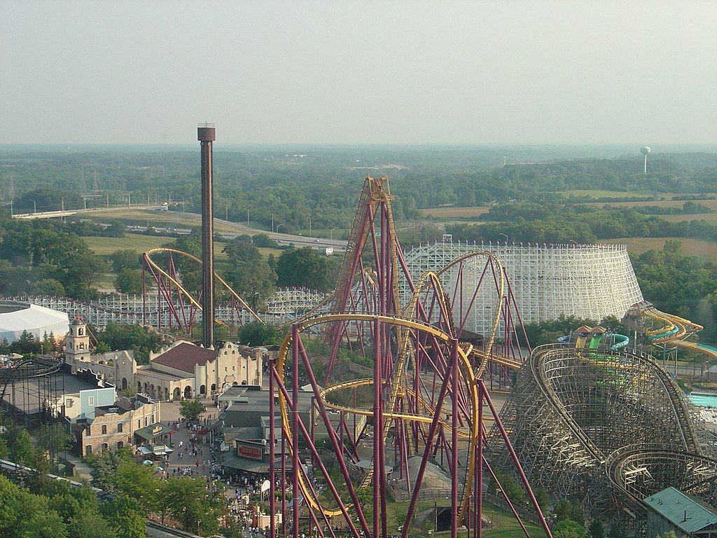 Aerial view of Six Flags Great America