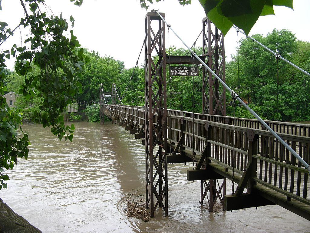 Pontiac's swinging bridge over Vermilion river