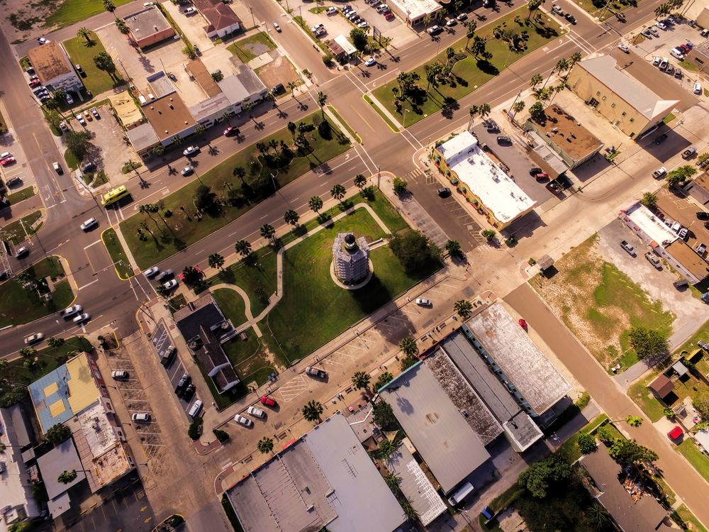 Aerial view of Port Isabel Lighthouse