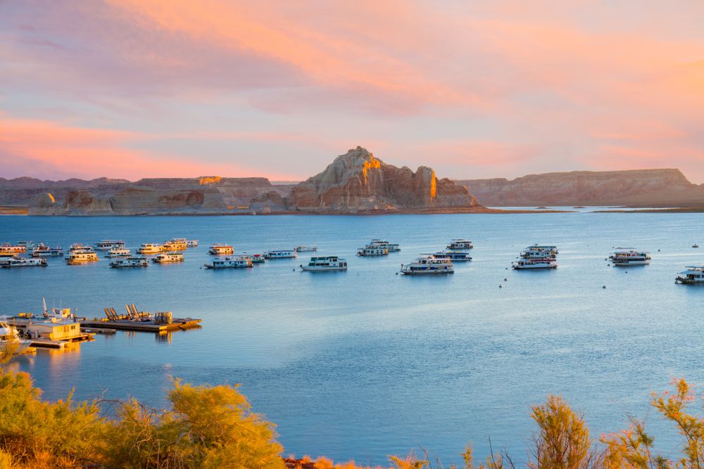 View of Boats in Wahweap Marina