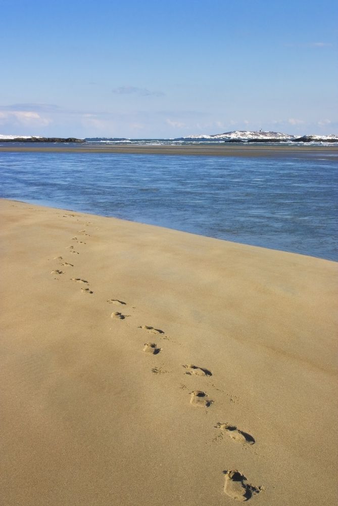 Footsteps on Popham Beach State Park's sand