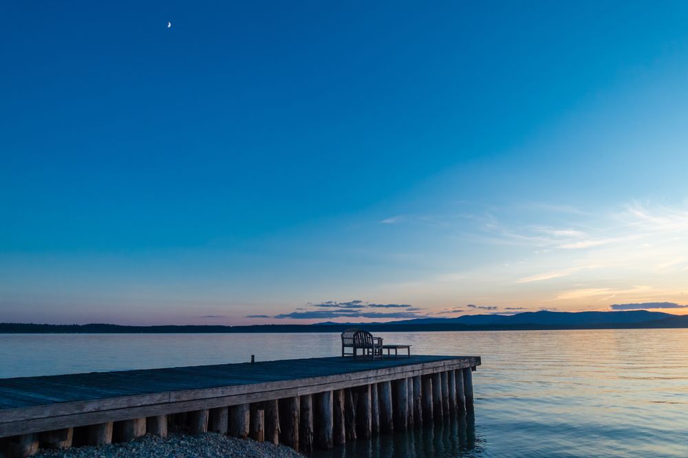 A wooden dock on Flathead Lake
