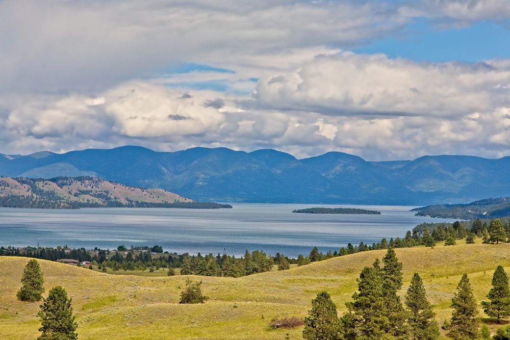 Scenic view of Flathead Lake