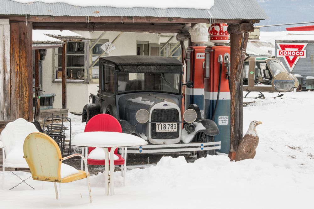 A vintage vehicle on the grounds of Miracle of America Museum