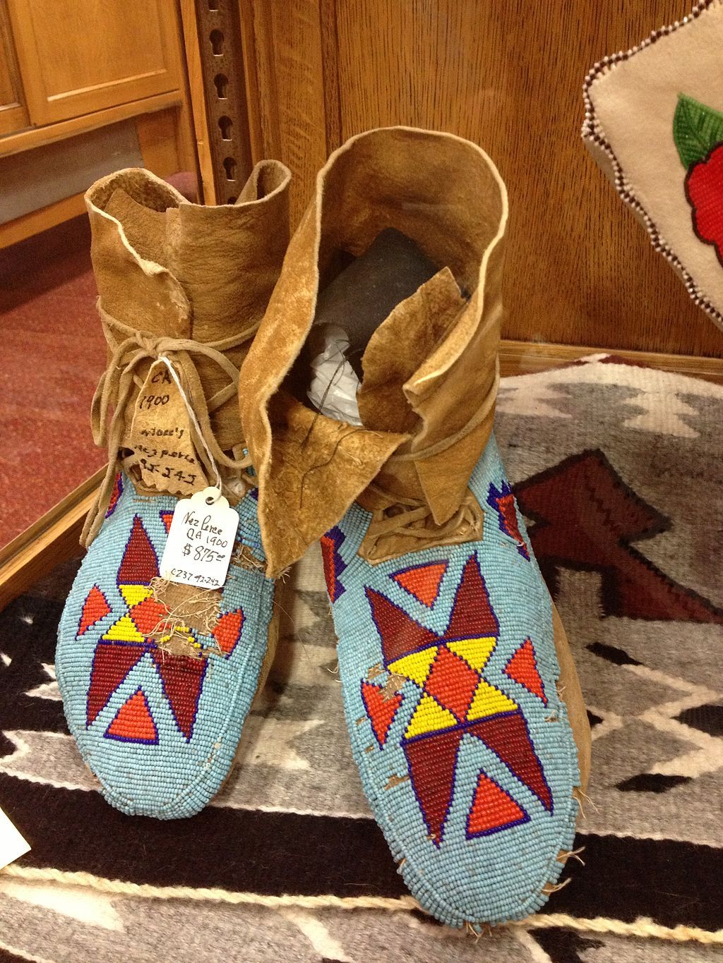 Nez Perce moccasins displayed in Ninepipes Museum of Early Montana