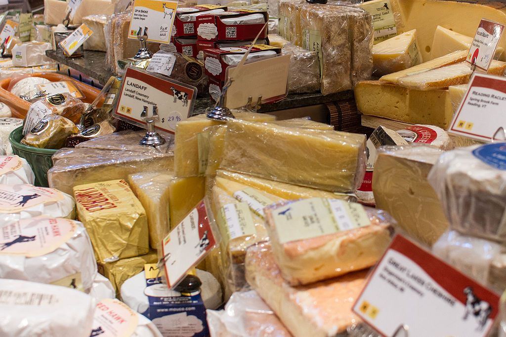 Different cheeses at the Cowgirl creamery counter.