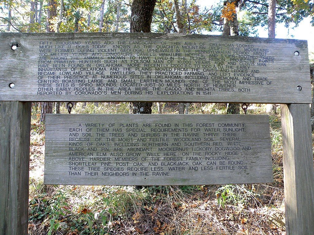 Information board at Heavener Runestone Park