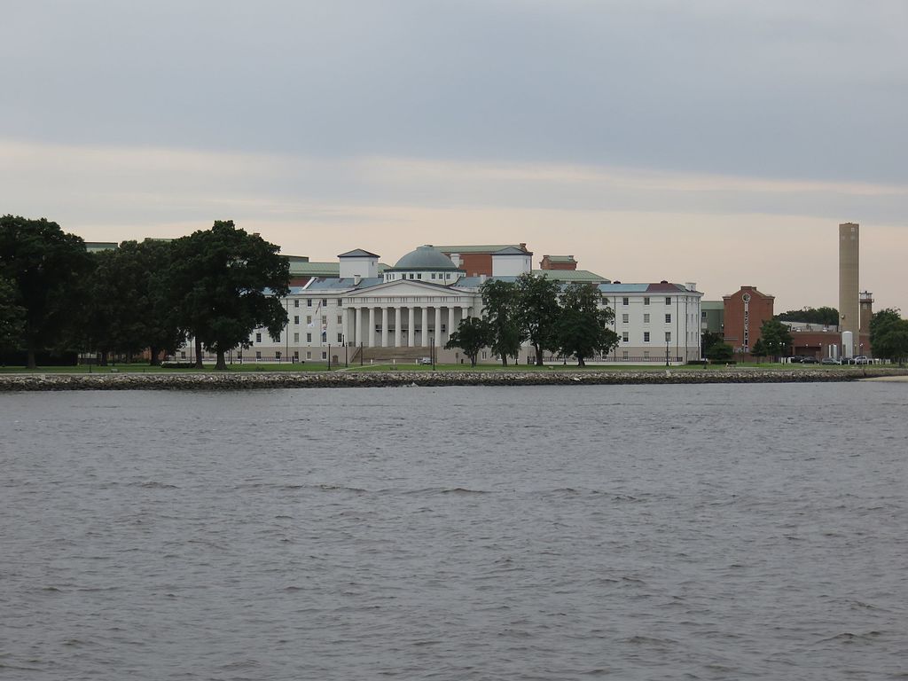 Exterior of the Naval Medical Center Portsmouth from Elizabeth river
