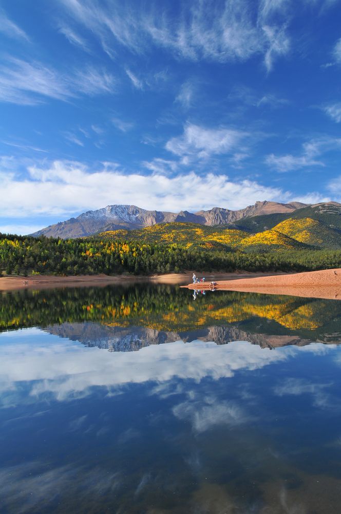 Calm waters of crystal reservoir at Pike National Forest
