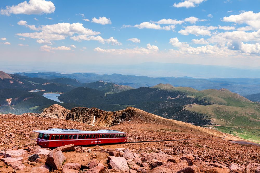 Scenic view of Pikes Peak Cog Railway