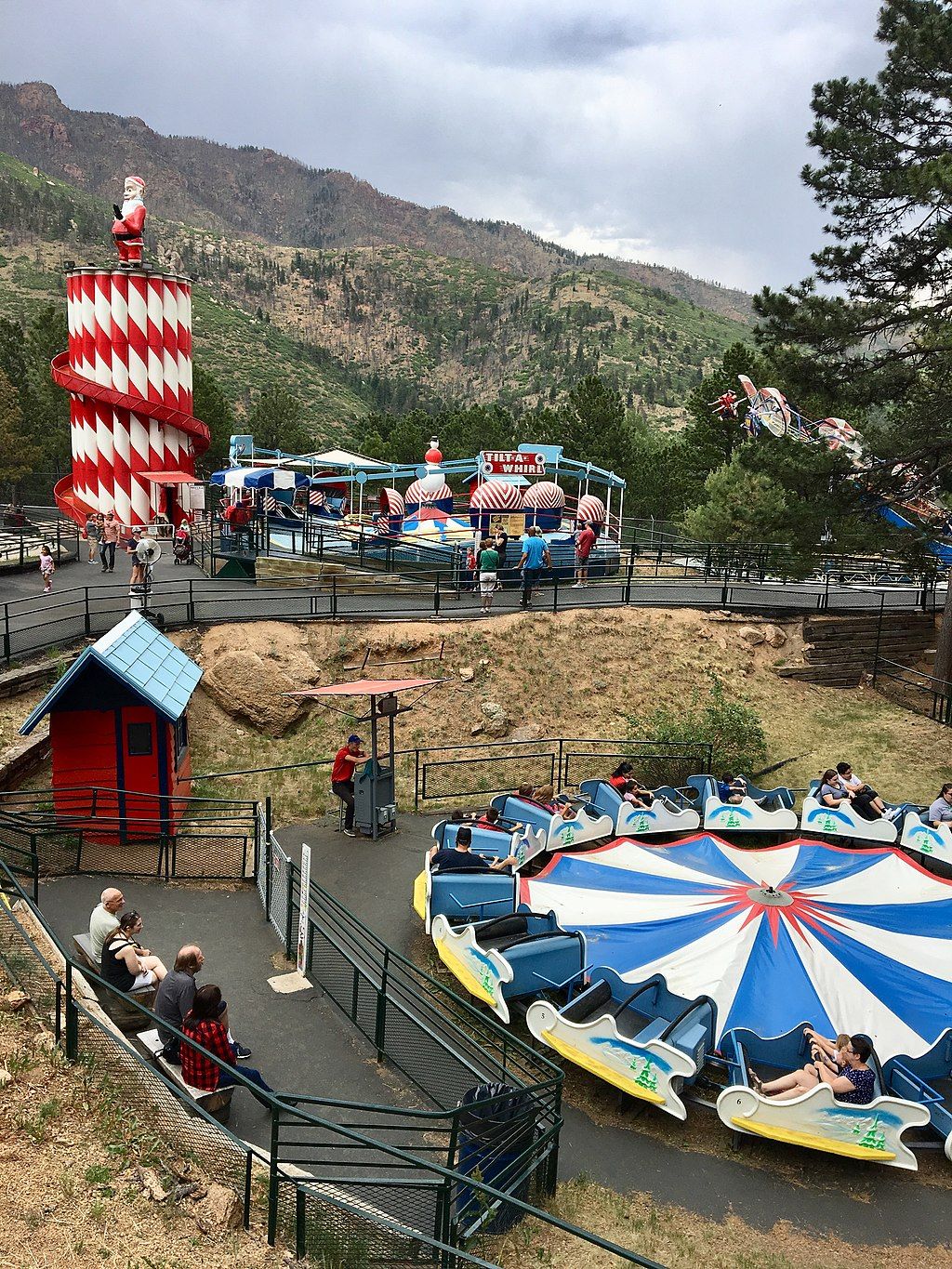 Aerial view of North Pole Colorado Santa’s Workshop rides