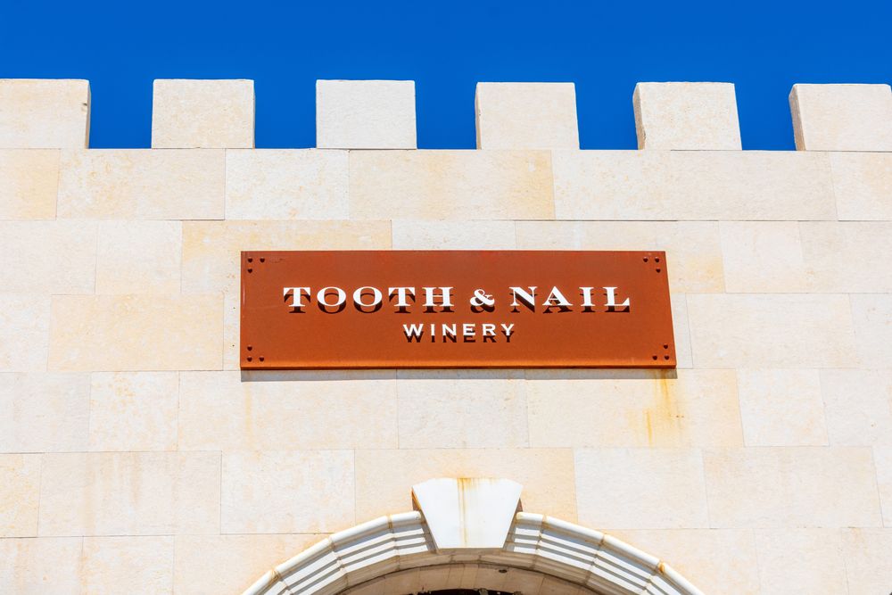 Building sign of Tooth & Nail Winery