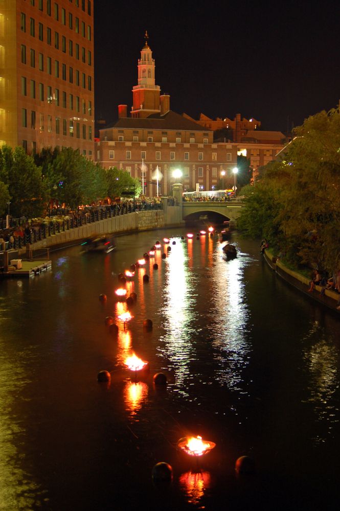 Night scene at WaterFire Providence Event