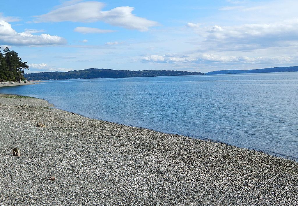 The waters of Cama Beach Historical State Park