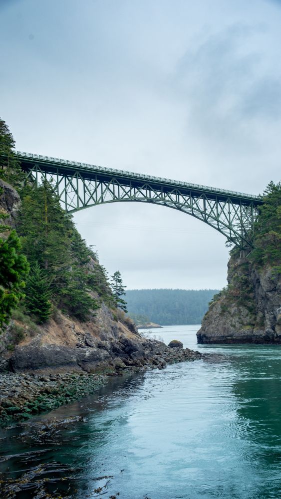 Daytime view of Deception Pass Bridge