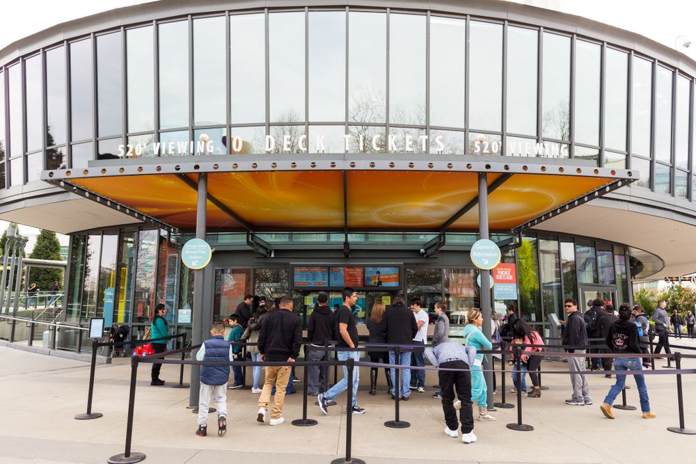 People lined up at Space Needle's observation deck