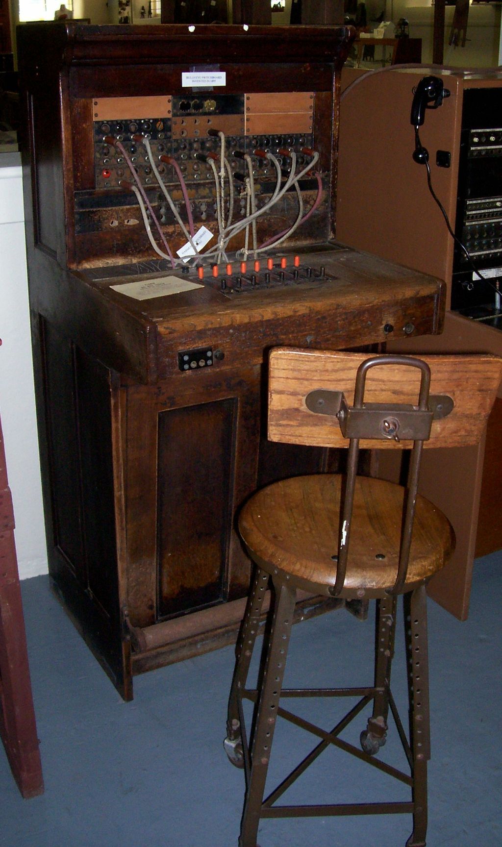 A bullseye telephone displayed in the Peshtigo Fire Museum