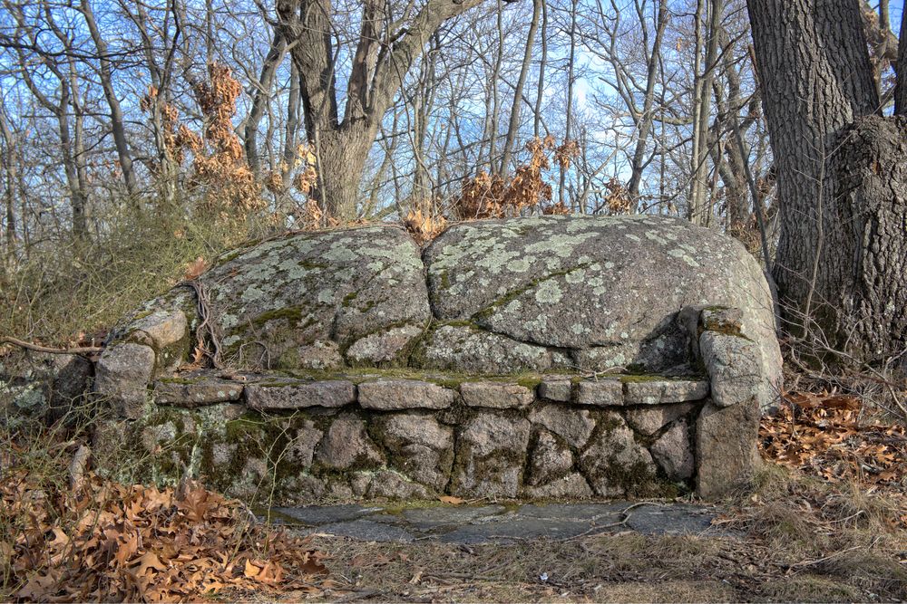 Stone bench at Faxon Park