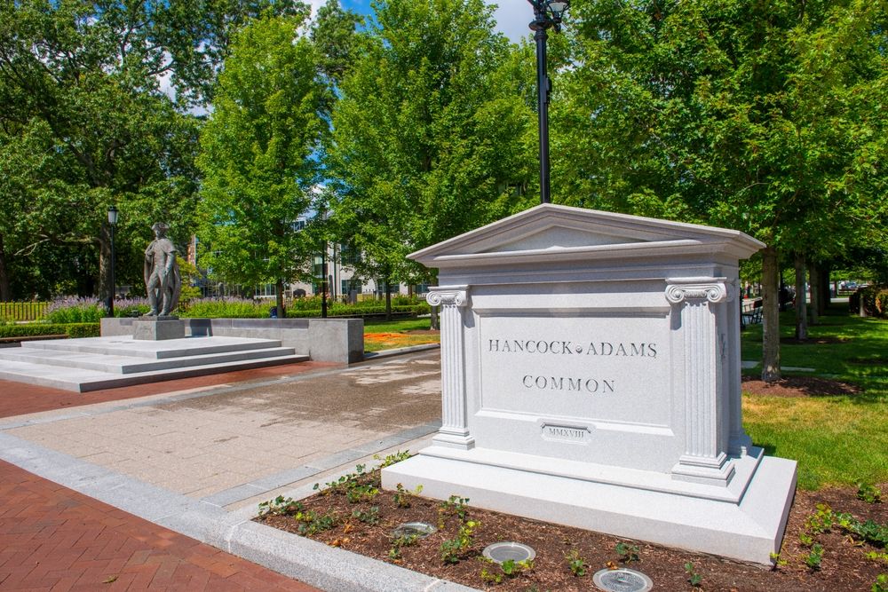 Welcome sign of Hancock Adams Common