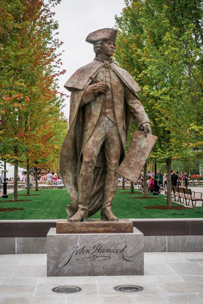 Statue of John Hancock at Hancock Adams Common