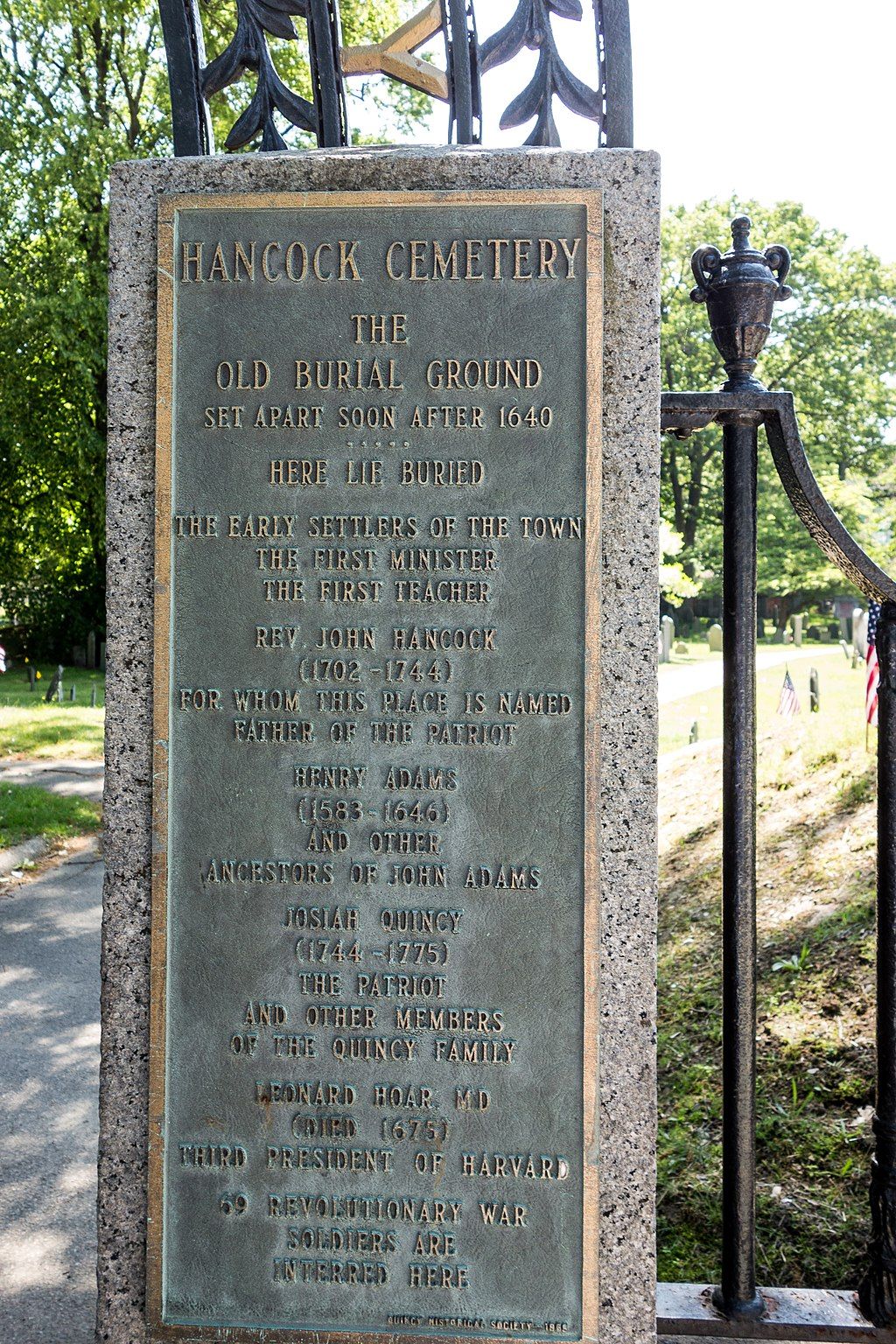 Marker of the Historic Hancock Cemetery