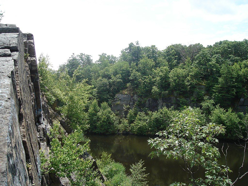 View from a cliff at Quincy Quarries Reservation