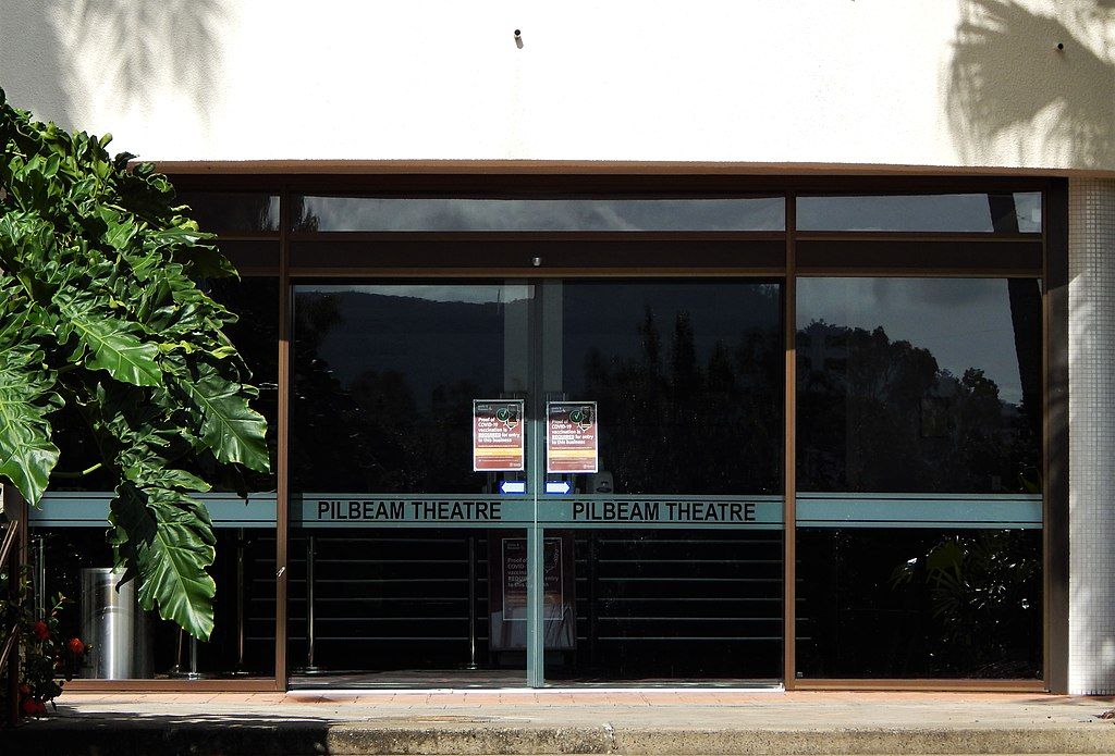 Entrance doors of Pilbeam Theatre