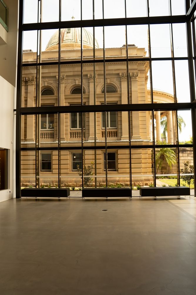 View looking out the Rockhampton Art Gallery window