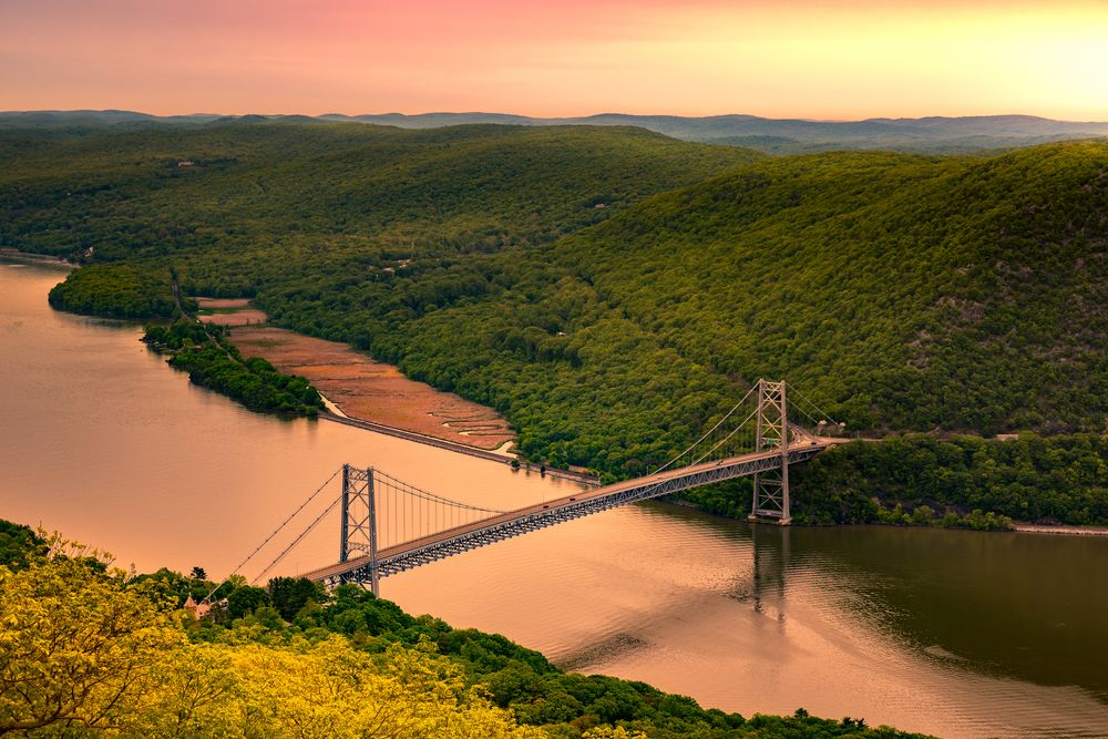 Aerial view of Bear Mountain Bridge