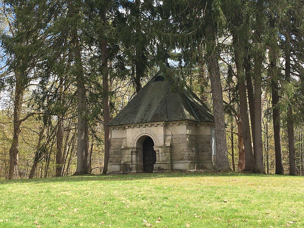 A mausoleum at Oakwood Cemetery
