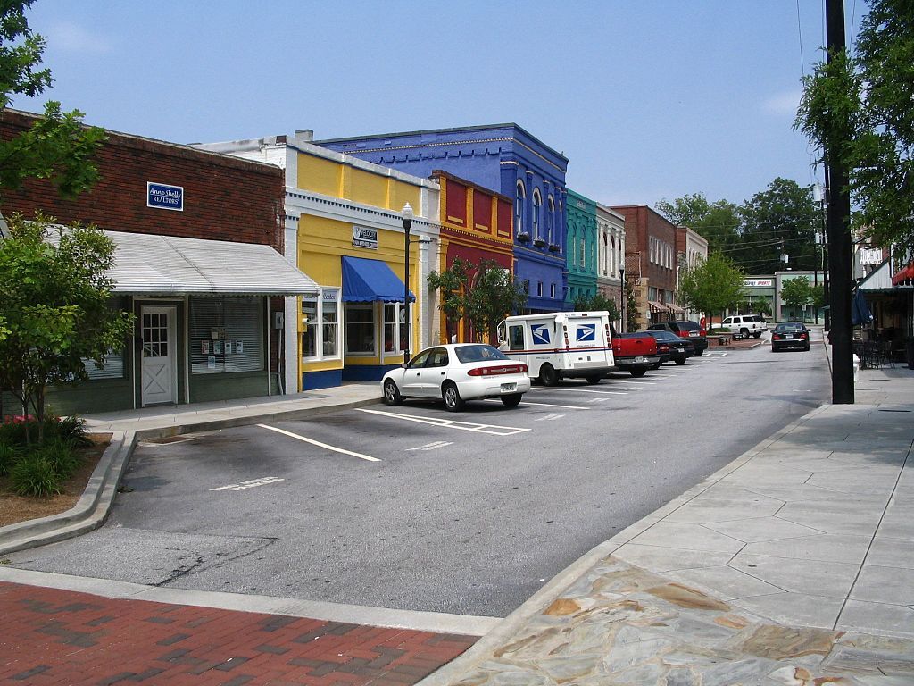 Buildings along Olde Town Conyers