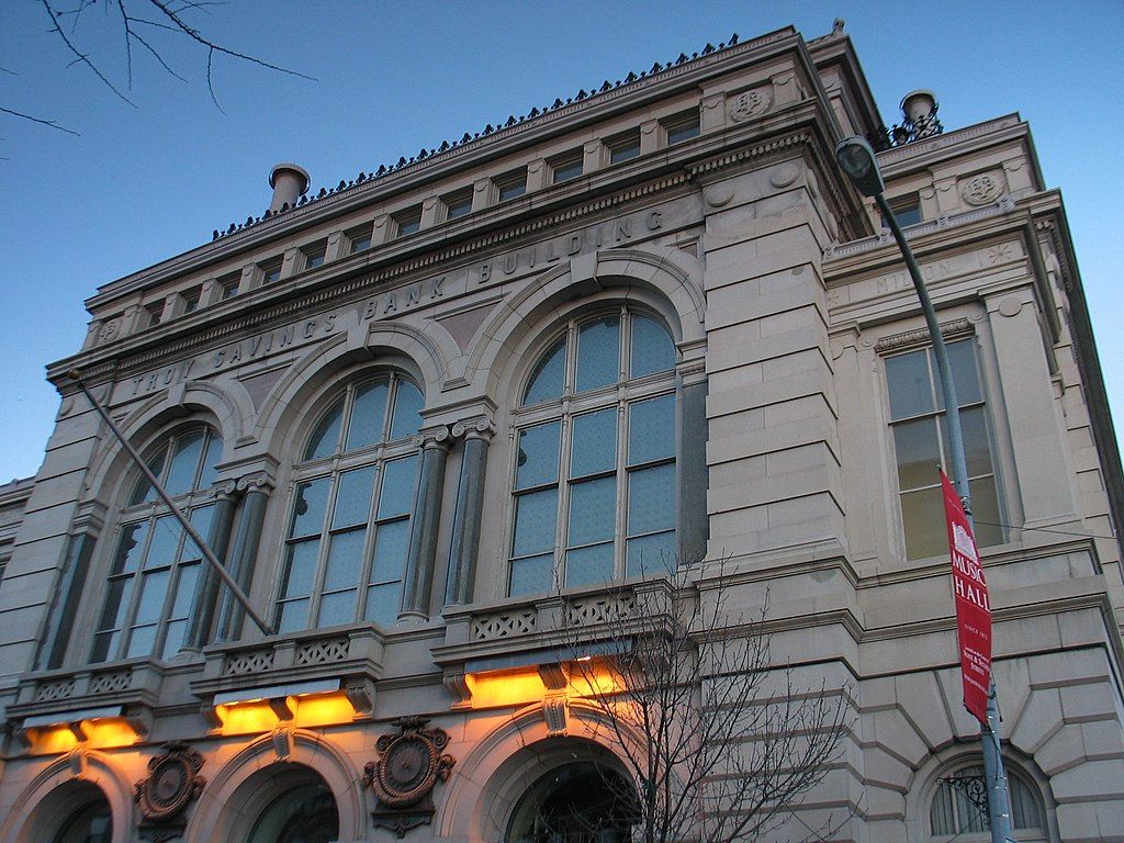 Facade of the Troy Savings Bank Music Hall