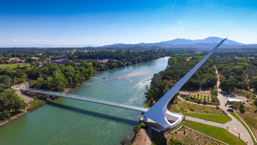 Aerial view of the Sundial Bridge