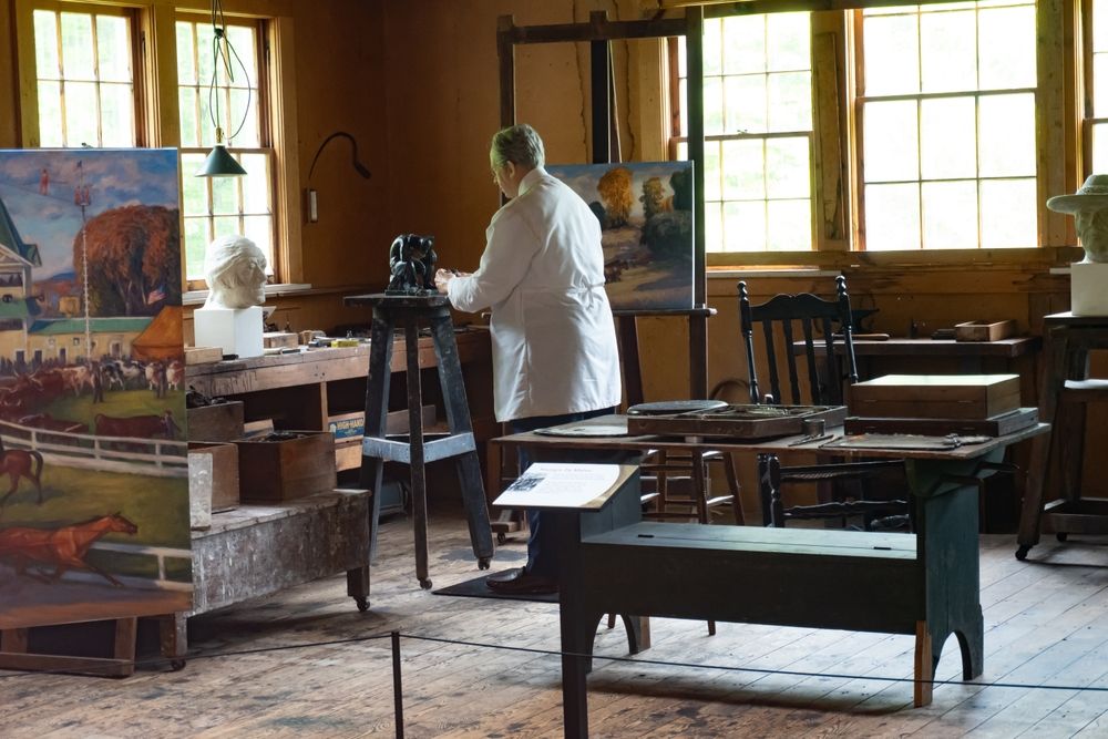 Interior of a building at Weir Farm National Historical Park