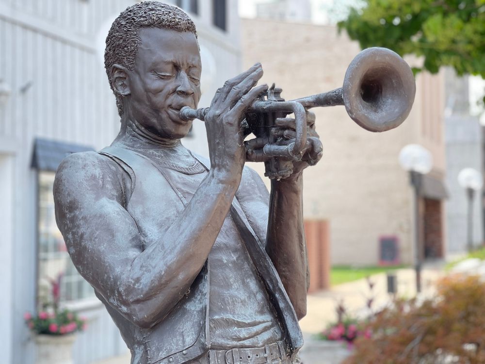 View of Miles Davis Statue