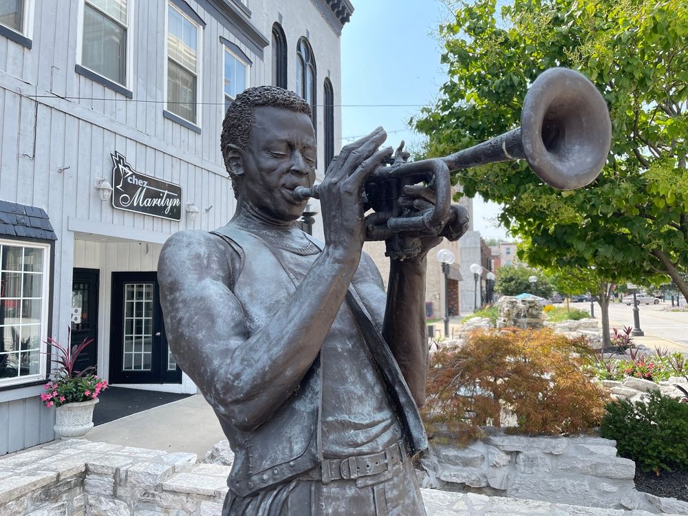 View of Miles Davis Statue