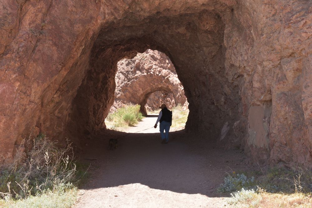A man walking along Tunnel Drive