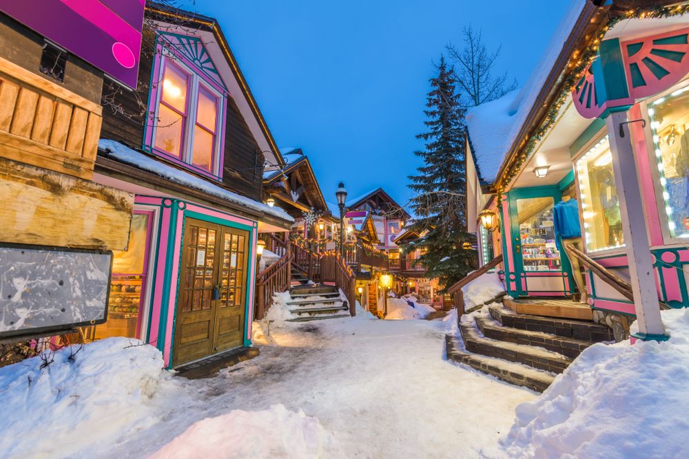 Snow-covered street at Breckenridge