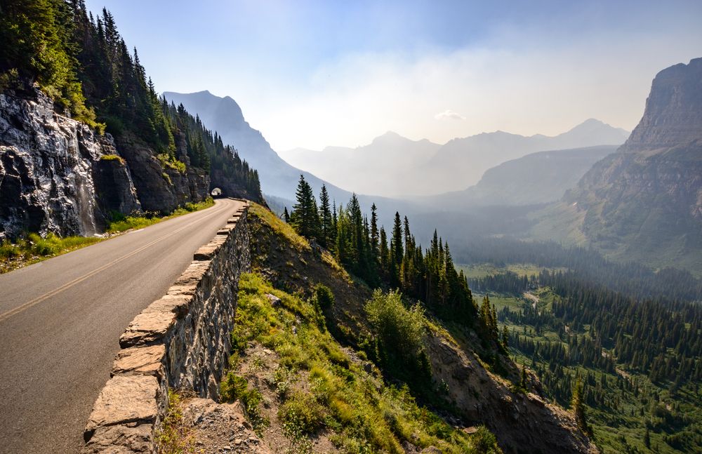 Valley road at Glacier National Park