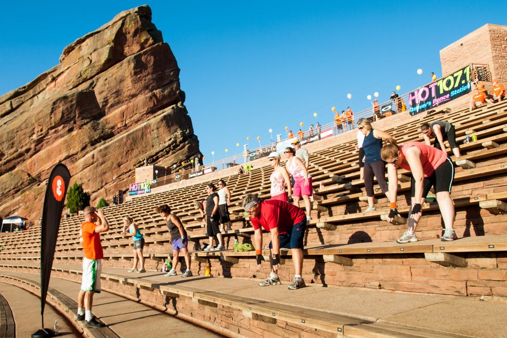 People at the Amphitheatre of Red Rocks Park