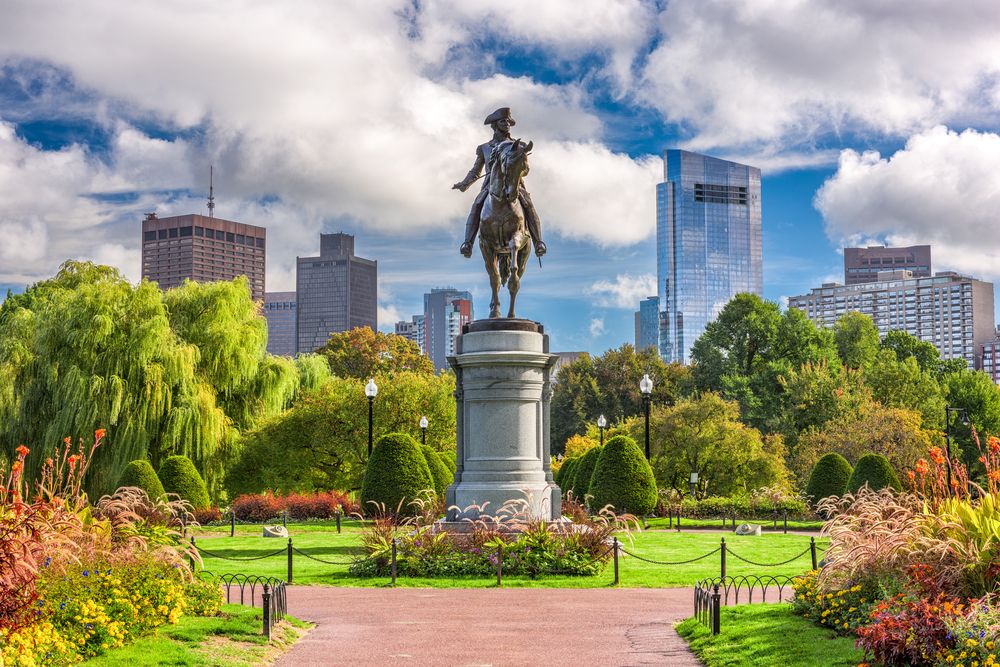 A statue at Public Garden and Boston Common