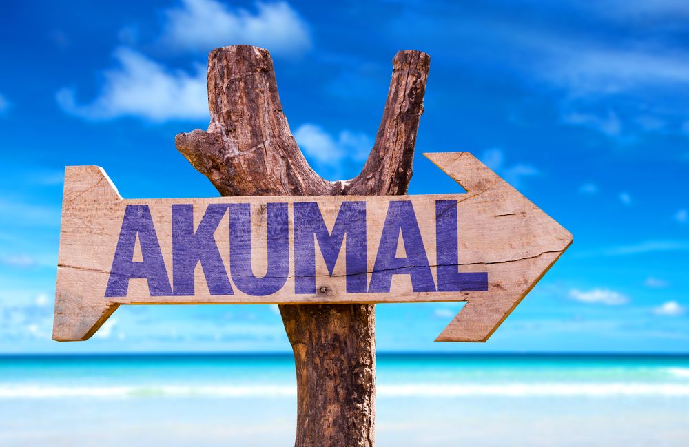 Wooden sign of Akumal Beach