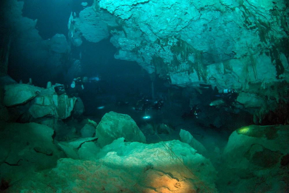 Cave diving at Cenotes Dos Ojos